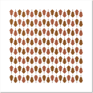 Oak Leaves Pattern (Brown) Posters and Art